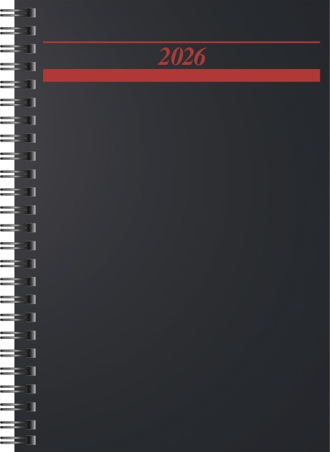 rido/idé 7021822906 | Buchkalender Mod. Timing 1 2026 | A5, Kunststoff, schwarz - 