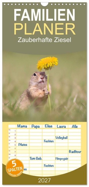 Familienplaner 2027 - Zauberhafte Ziesel mit 5 Spalten (Wandkalender, 21 x 45 cm) CALVENDO - Judith Kuhn