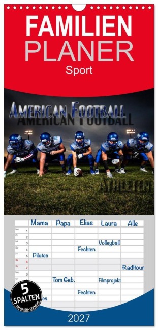 Familienplaner 2027 - American Football - Athleten mit 5 Spalten (Wandkalender, 21 x 45 cm) CALVENDO - Renate Bleicher