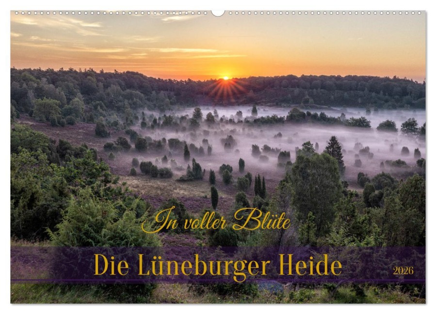 Die Lüneburger Heide - In voller Blüte (Wandkalender 2026 DIN A2 quer), CALVENDO Monatskalender - AkremaFotoArt AkremaFotoArt