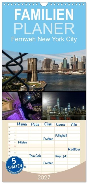 Familienplaner 2027 - Fernweh New York City mit 5 Spalten (Wandkalender, 21 x 45 cm) CALVENDO - Kurt Krause