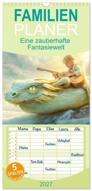 Familienplaner 2027 - Eine zauberhafte Fantasiewelt mit 5 Spalten (Wandkalender, 21 x 45 cm) CALVENDO - Liselotte Brunner-Klaus