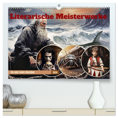 Literarische Meisterwerke (hochwertiger Premium Wandkalender 2024 DIN A2 quer), Kunstdruck in Hochglanz - DigitalDreamweaver Simone Hug