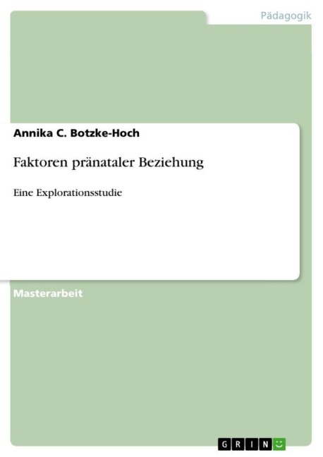 Faktoren pränataler Beziehung - Annika C. Botzke-Hoch