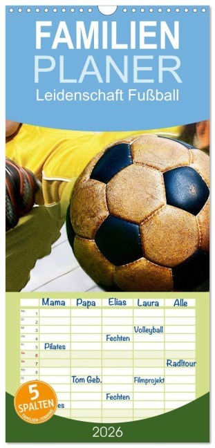 Familienplaner 2026 - Leidenschaft Fußball mit 5 Spalten (Wandkalender, 21 x 45 cm) CALVENDO - Renate Bleicher