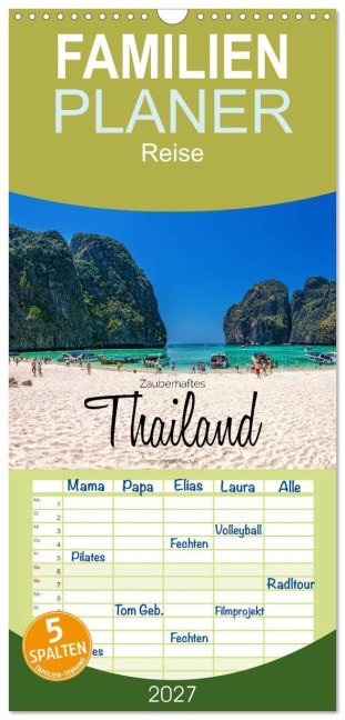 Familienplaner 2027 - Zauberhaftes Thailand mit 5 Spalten (Wandkalender, 21 x 45 cm) CALVENDO - Stefan Becker