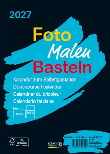 Foto-Malen-Basteln Bastelkalender A5 schwarz 2027 - 