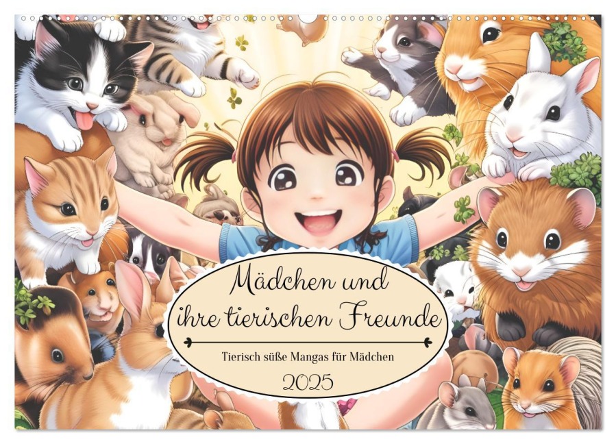 Mädchen und ihre tierischen Freunde - Tierisch süße Mangas für Mädchen (Wandkalender 2025 DIN A2 quer), CALVENDO Monatskalender - Simone Volkhausen