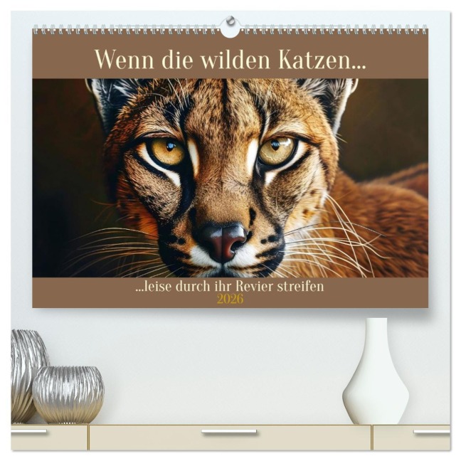 Wenn die wilden Katzen leise durch ihr Revier streifen (hochwertiger Premium Wandkalender 2026 DIN A2 quer), Kunstdruck in Hochglanz - 