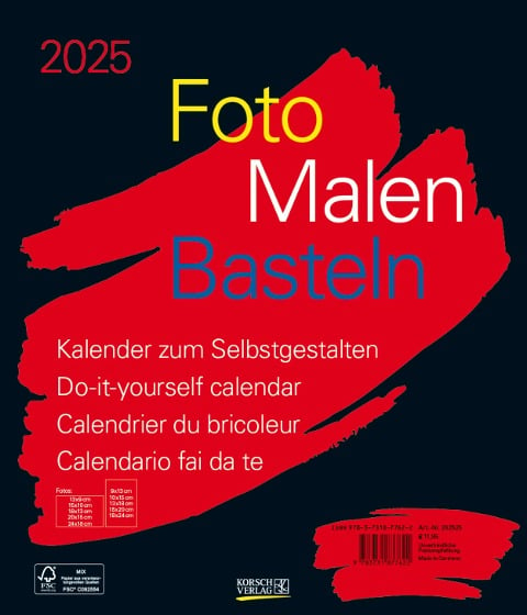 Foto-Malen-Basteln Bastelkalender schwarz groß 2025 - 