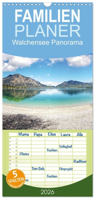 Familienplaner 2026 - Walchensee Panorama mit 5 Spalten (Wandkalender, 21 x 45 cm) CALVENDO - Miriam Schwarzfischer