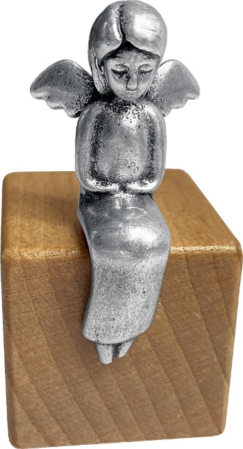 Engelfigur auf Holzwürfel - Dein Schutzengel ist bei dir - 