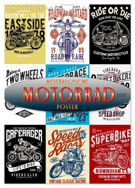 Motorrad - nostalgische Poster (Wandkalender 2026 DIN A4 hoch), CALVENDO Monatskalender - Peter Roder