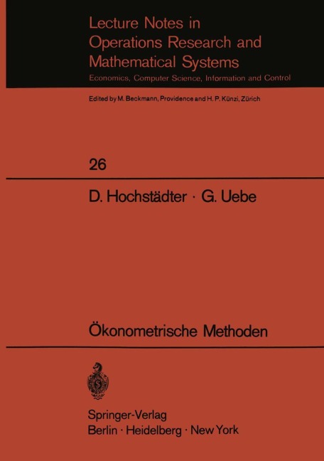 Ökonometrische Methoden - Götz Uebe, Dieter Hochstädter