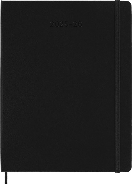 Moleskine 18 Monate Wochen Notizkalender 2025/2026, XL, 1 Wo = 1 Seite, Rechts linierte Seite, Fester Einband, Schwarz - 