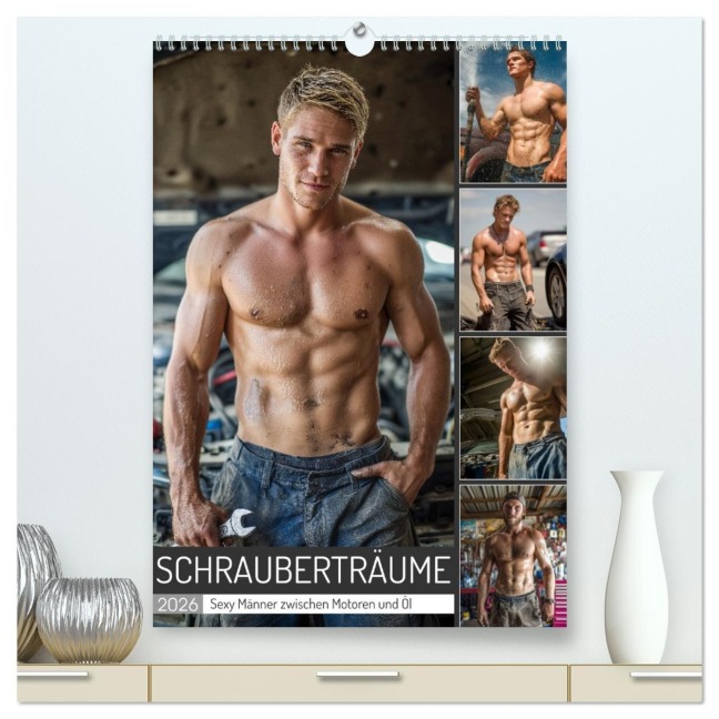 Schrauberträume - Sexy Männer zwischen Motoren und Öl (hochwertiger Premium Wandkalender 2026 DIN A2 hoch), Kunstdruck in Hochglanz - Mb Fotografie