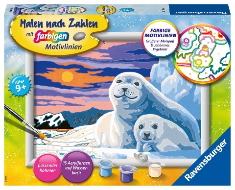 Ravensburger Malen nach Zahlen 28779 - Niedliche Robben - Kinder ab 9 Jahren - 