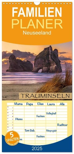 Familienplaner 2025 - Trauminseln Neuseeland mit 5 Spalten (Wandkalender, 21 x 45 cm) CALVENDO - Stefanie Pappon