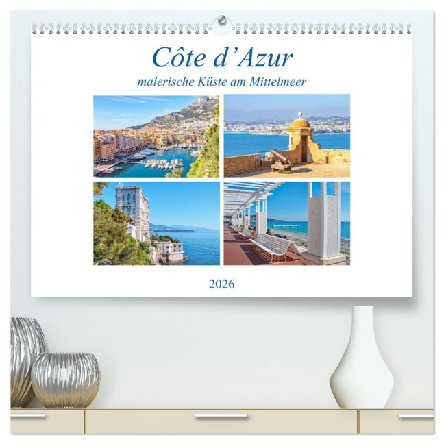 Côte d'Azur - malerische Küste am Mittelmeer (hochwertiger Premium Wandkalender 2026 DIN A2 quer), Kunstdruck in Hochglanz - Nina Schwarze