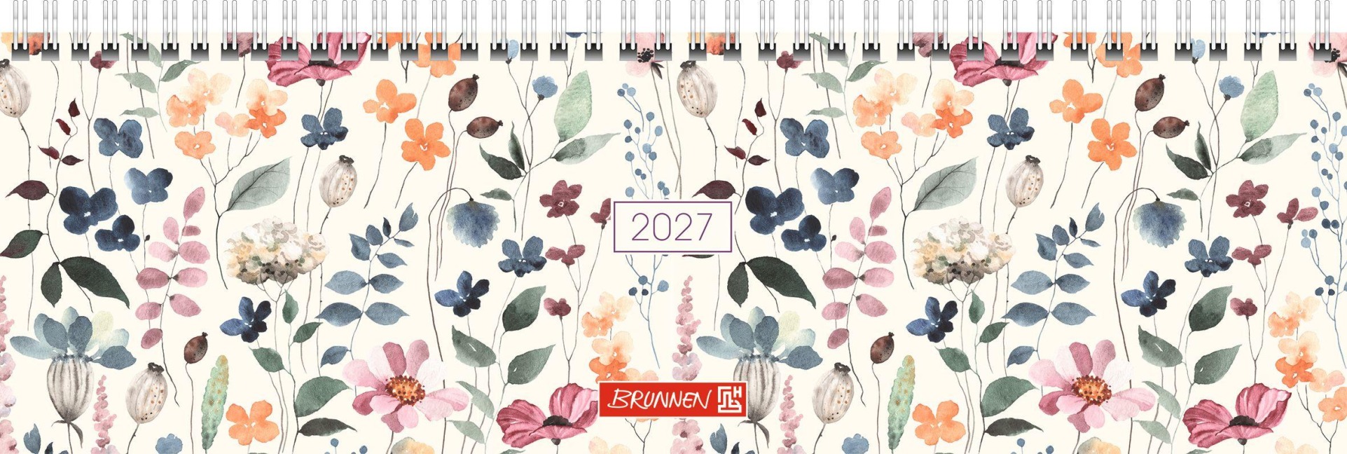 BRUNNEN 1077115017 Querterminbuch Mod. 771 2027 "Watercolour" 326×102 mm, Karton - 