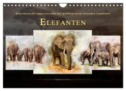 Cover-Bild zum Titel 'Elefanten - künstlerische Impressionen der größten noch lebenden Landtiere (Wandkalender 2026 DIN A4 quer), CALVENDO Monatskalender' von 'Peter Roder'
