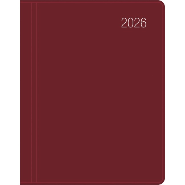 Taschenkalender bordeaux 2026 - Büro-Kalender 8,3x10,7- 1W/2S - flexibler Kunststoffeinband - 660-1011 - 