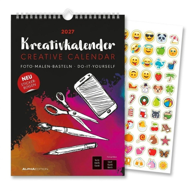 Kreativkalender A4 schwarz 2027 - 