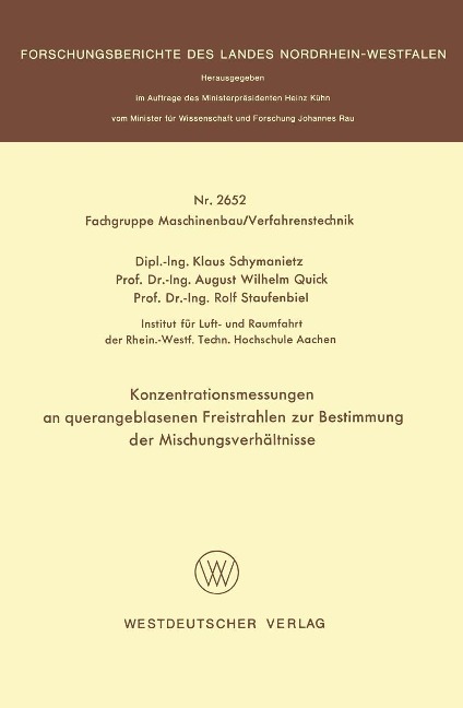 Konzentrationsmessungen an querangeblasenen Freistrahlen zur Bestimmung der Mischungsverhältnisse - Klaus Schymanietz