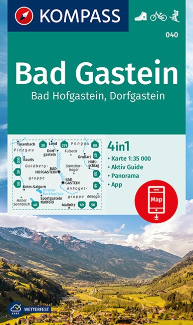 KOMPASS Wanderkarte 040 Bad Gastein, Bad Hofgastein, Dorfgastein 1:35.000 - 