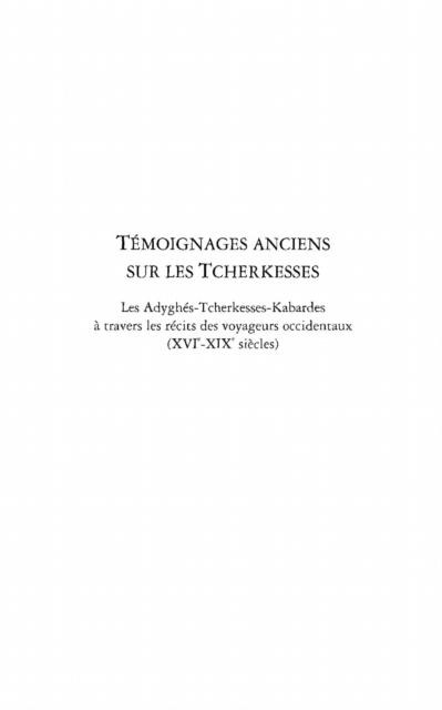 Temoignages anciens sur les tcherkesses - Sammuel Solvit