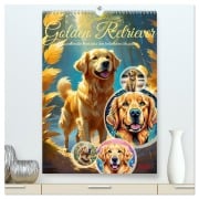 Cover-Bild zum Titel 'Golden Retriever. Kunstvolle Porträts des beliebten Hundes (hochwertiger Premium Wandkalender 2026 DIN A2 hoch), Kunstdruck in Hochglanz' von 'Steffani Lehmann'