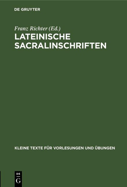 Lateinische Sacralinschriften - 