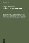 Cover-Bild zum Titel 'Journal für die Erziehung 1807 mit nachgelassenen Texten zu den darin enthaltenen Briefen der damals geplanten "Neuen Auflage der Schrift: Wie Gertrud ihre Kinder lehrt"' von ''