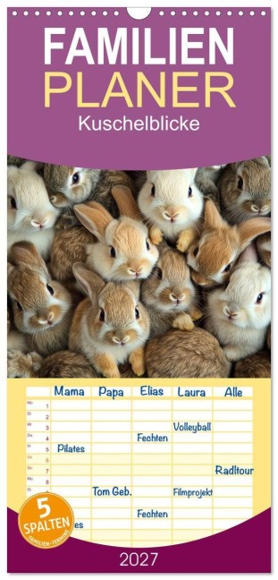 Familienplaner 2027 - Kuschelblicke mit 5 Spalten (Wandkalender, 21 x 45 cm) CALVENDO - Kerstin Waurick