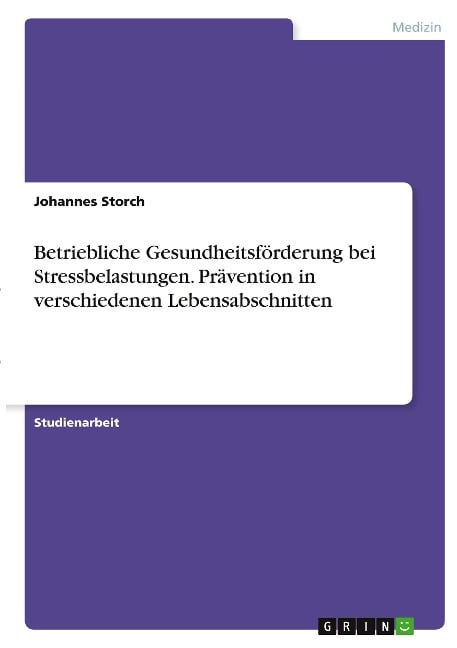 Betriebliche Gesundheitsförderung bei Stressbelastungen. Prävention in verschiedenen Lebensabschnitten - Johannes Storch