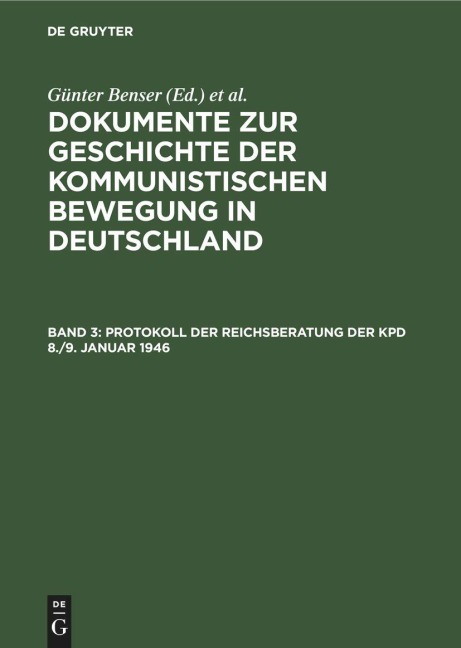 Protokoll der Reichsberatung der KPD 8./9. Januar 1946 - 