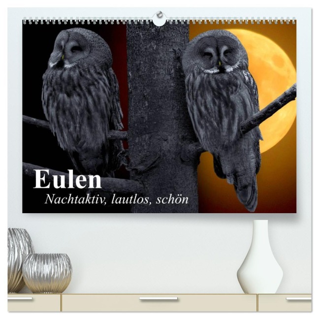 Eulen. Nachtaktiv, lautlos, schön (hochwertiger Premium Wandkalender 2026 DIN A2 quer), Kunstdruck in Hochglanz - Elisabeth Stanzer