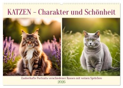 Cover-Bild zum Titel 'Katzen - Charakter und Schönheit (Wandkalender 2026 DIN A2 quer), CALVENDO Monatskalender' von 'Claudia Kleemann'