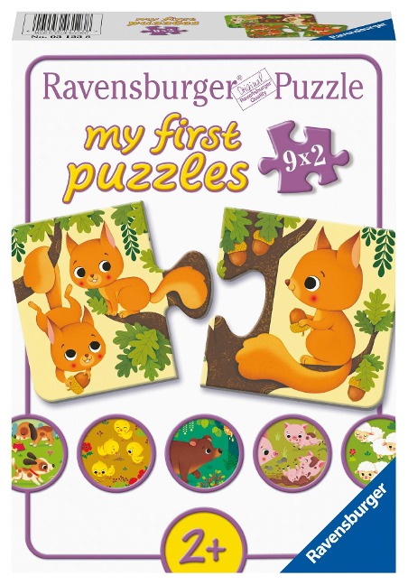 Ravensburger Kinderpuzzle - Tiere und ihre Kinder - 9x2 Teile my first Puzzle für Kinder ab 2 Jahren - 