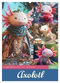Axolotl. Lustiger Schwanzlurch mit Superkräften (Wandkalender 2025 DIN A2 hoch), CALVENDO Monatskalender - Rose Hurley