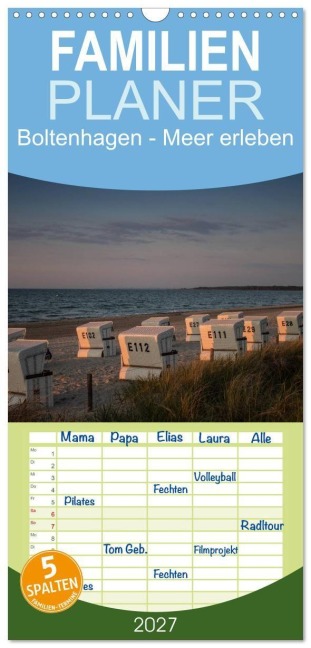 Familienplaner 2027 - Boltenhagen - Meer erleben mit 5 Spalten (Wandkalender, 21 x 45 cm) CALVENDO - Werner Gruse