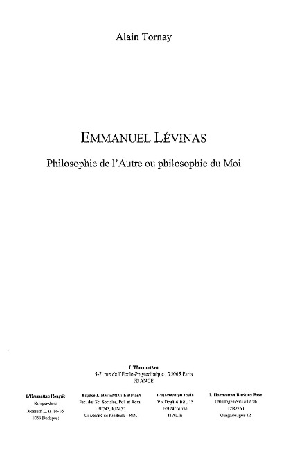 Emmanuel levinas - Tornay Alain