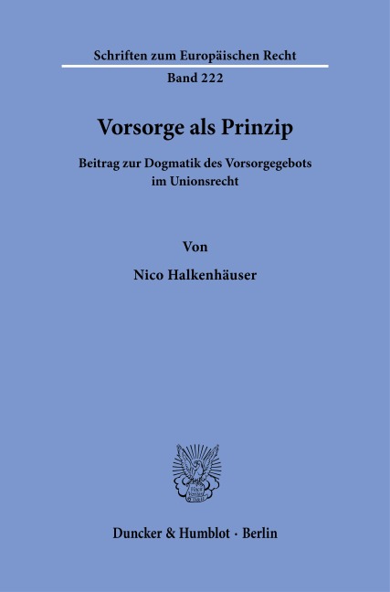 Vorsorge als Prinzip - Nico Halkenhäuser