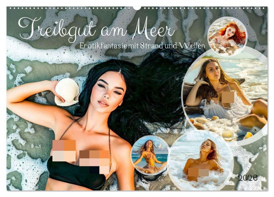 Treibgut am Meer - Erotikfantasie mit Strand und Wellen (Wandkalender 2026 DIN A2 quer), CALVENDO Monatskalender - Malte Thesen
