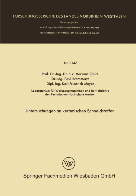 Untersuchungen an keramischen Schneidstoffen - Herwart Opitz