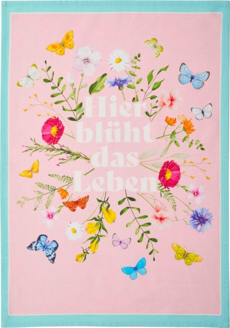 Blütenträume Geschirrtuch "Hier blüht das Leben" 50 x 70 cm - 