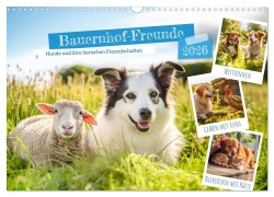 Cover-Bild zum Titel 'Bauernhof-Freunde - Hunde und ihre tierischen Freundschaften (Wandkalender 2026 DIN A3 quer), CALVENDO Monatskalender' von 'Anja Frost'
