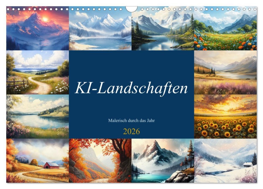KI-Landschaften - Malerisch durch das Jahr (Wandkalender 2026 DIN A3 quer), CALVENDO Monatskalender - Martin Rettenberger