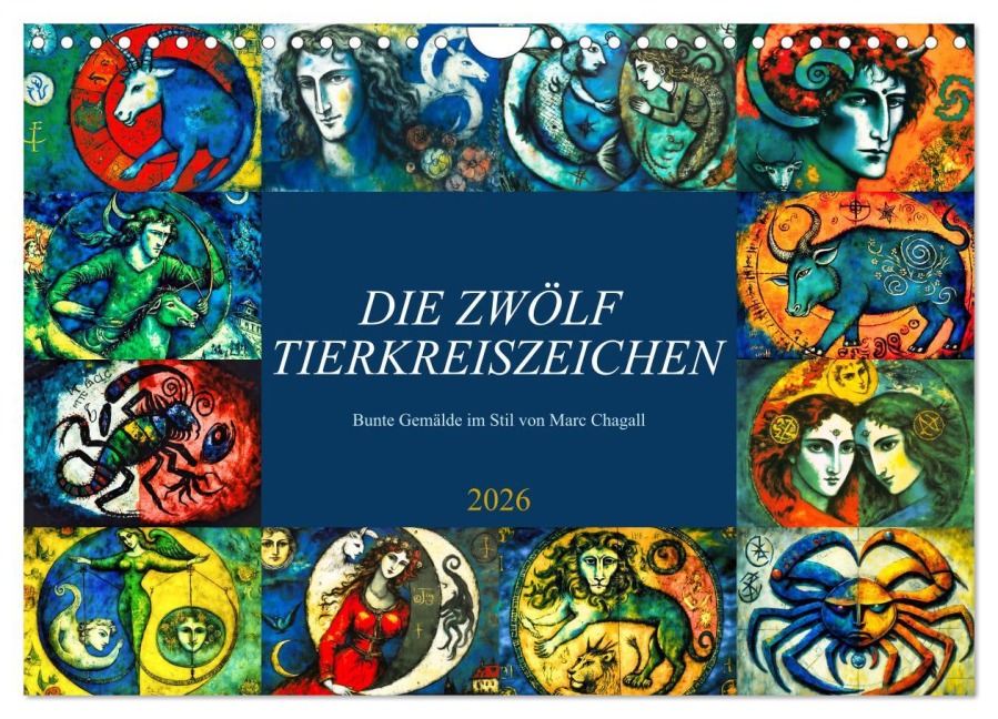 Die zwölf Tierkreiszeichen (Wandkalender 2026 DIN A4 quer), CALVENDO Monatskalender - Sabine Löwer