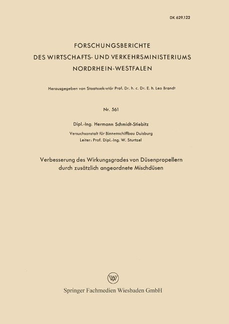 Verbesserung des Wirkungsgrades von Düsenpropellern durch zusätzlich angeordnete Mischdüsen - Hermann Schmidt-Stiebitz
